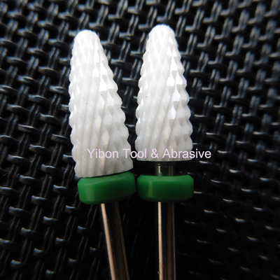 Fresa de cerámica para pulido de uñas, forma de llama, color verde, vástago de 3/32", para manicura artística